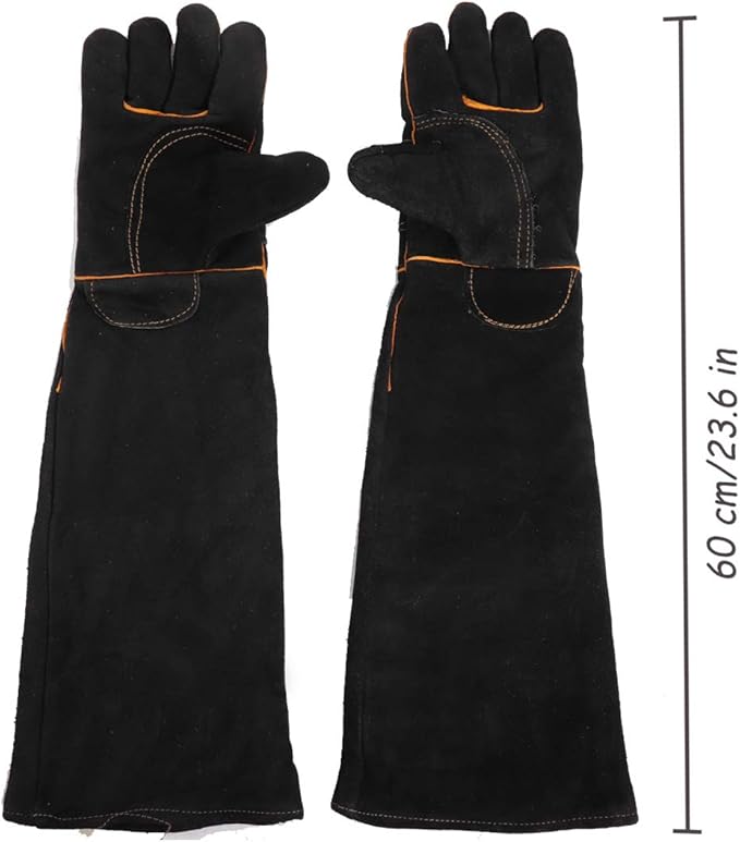 Lifeunion Animal Handing Gloves Anti-Bite & Scratch Reinforced Animal Protection Gloves for Dog Cat Bird Reptile Snake (Black-1)