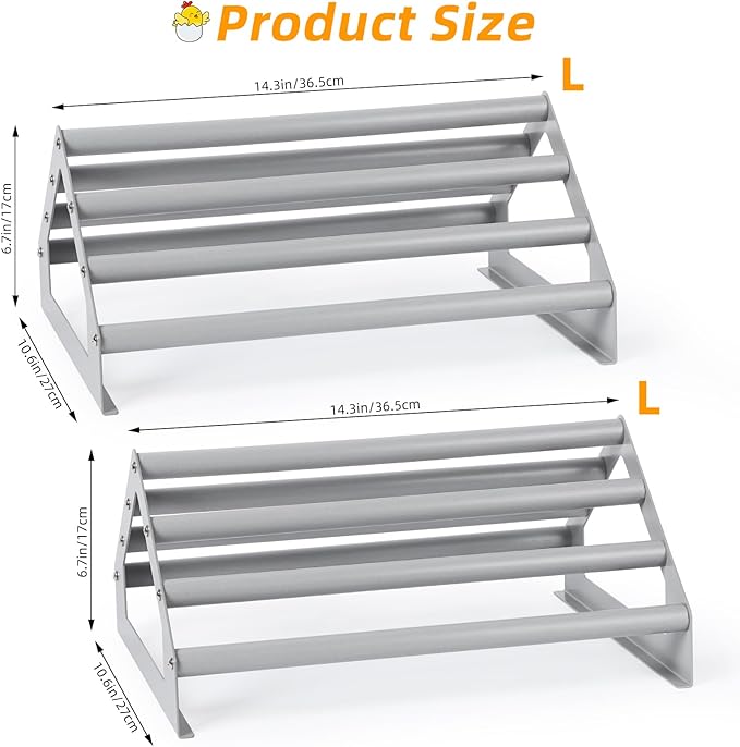 SHINOSKE 2 Pack Chick Perch,Chicken Toys for Coop,Wooden Chicken Roosting Bars with Metal Stand,Coop Accessories & Supplies for Chicks,Easy to Assemble,Grey(Small x 2)