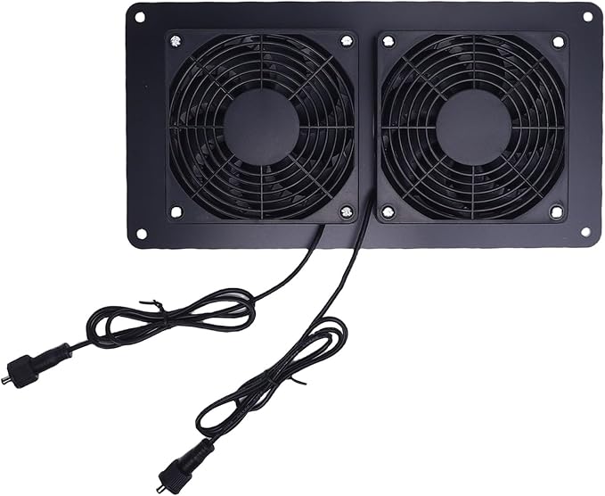 10W Solar Powered Exhaust Fan Kit with Dual Fan System for Pet House Chicken Coop Greenhouse, Suitable for Small Chicken Coops,Sheds,Window Exhausts