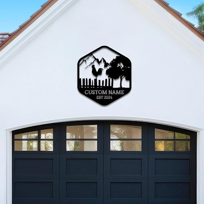 Personalized Chicken Coop Metal Sign,Custom Chicken Farm Metal Wall Art,Personalized Chicken MetalSign, Metal Chicken Farmhouse Sign,Hen House Sign, Funny Chicken Farm Decor (Chicken D)
