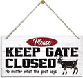 Warning Signs, Keep Gate Closed Goat Sign, Decorative Wood Hanging Wood Plaque, Warning Animal Goat Sign, Funny Novelty Caution Goat Sign for Farm Fence Decor, Farmhouse Home Decor, Gate Sign