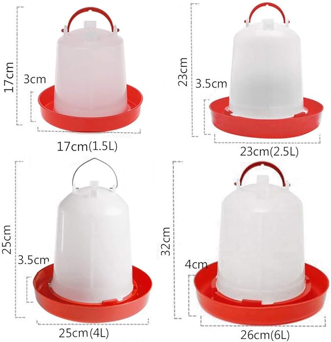 Auto Poultry Drinker Feeder Chicken Waterer Chick Feeder Container with Carrying Handle,Baby Duck Feeder 1.5L Bird Feeder Large Capacity for Pet Bird Poultry