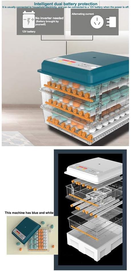 Digital Incubatores,Egg Incubator with Automatic Turning Function, Digital Automatic Hatcher with Temperature Control,for Egg Duck Egg Bird Egg Turkey Eggs Home, White-12 Egg