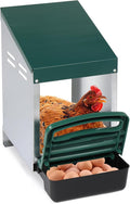 Single Compartment Chicken Nesting Box with Plastic Basket, Perch Cover for Hen, Egg Nest Box Chicken Laying Box Hens with Swing Perch and Roll Out Egg Collection for Chicken Coop