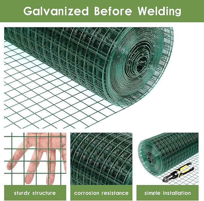 Tongmo Hardware Cloth, Chicken Wire Fencing, 19 Gauge Galvanized Wire & 1"x1" Mesh Size Welded Wire Roll Garden Fence, Poultry Netting for Rabbit/Duck/Chicken Coop (16" x 100')