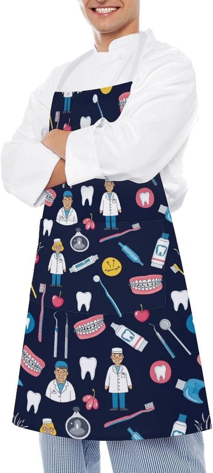 Chef Bib Apron for Restaurant, Anti-Stain with Pocket Adjustable, Cooking Dishwashing Lab Use