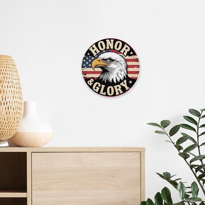 2026 United States 250th Anniversary Round Metal Sign, Home Decor Metal Wall Signs 250th Anniversary USA, 250 Patriotic American Flag Decorative Signs, Gift for US Citizens, Hanging Wall Decor