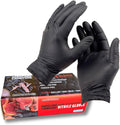 Hardcore Carnivore Disposable Nitrile Gloves (50 ct, 5 MIL) Extra Thick, Textured, Food Safe, Latex and Powder -Free, Black, Tear Resistant