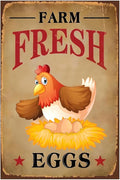 Funny Chicken Sign, Metal Chicken Coop Tin Signs, Farm Fresh Eggs Smile Chicken, Yard Sign Garage Farm Garden Wall Decor Sign Plaque Outdoor for Home Fence 8 X 12 Inches