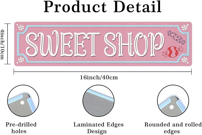 Sweet Shop Metal Tin Sign Vintage Funny Christmas Sign for Cafe Home Bar Farmhouse Christmas Art Wall Decoration Retro Poster 4x16 Inch