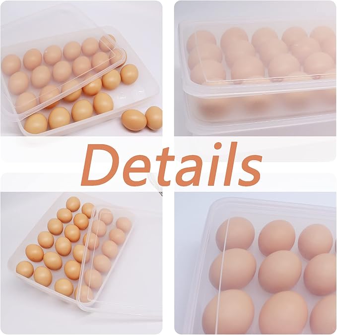 Anyumocz 2 Pack Covered Egg Holder,Clear Egg Holder Storage Container,Stackable Plastic Refrigerator Egg Trays for Deviled Egg,Protect and Keep Fresh(48 Eggs)