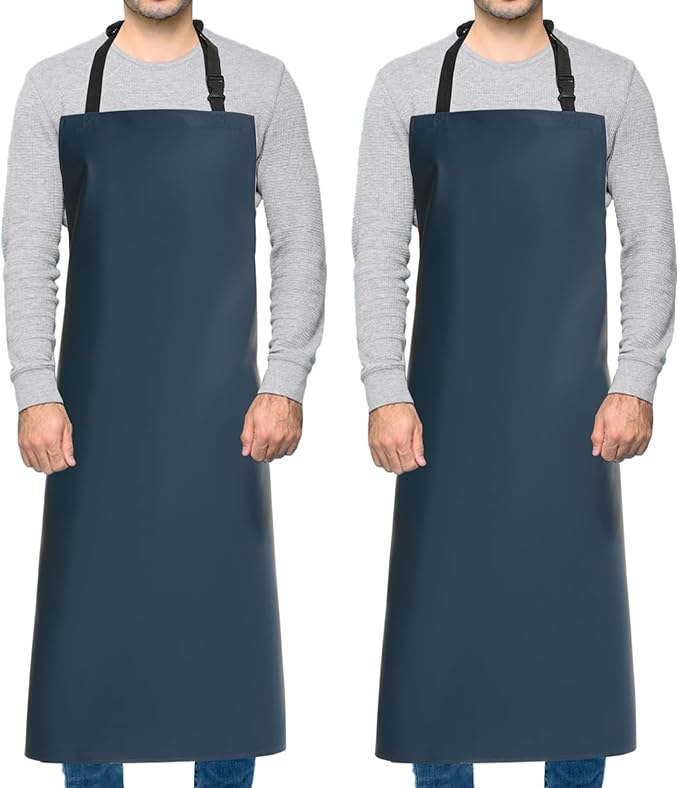 Homsolver Waterproof Rubber Vinyl Apron for Unisex Adult, Adjustable, Lightweight, Chemical Resistant Extra Long Work Apron