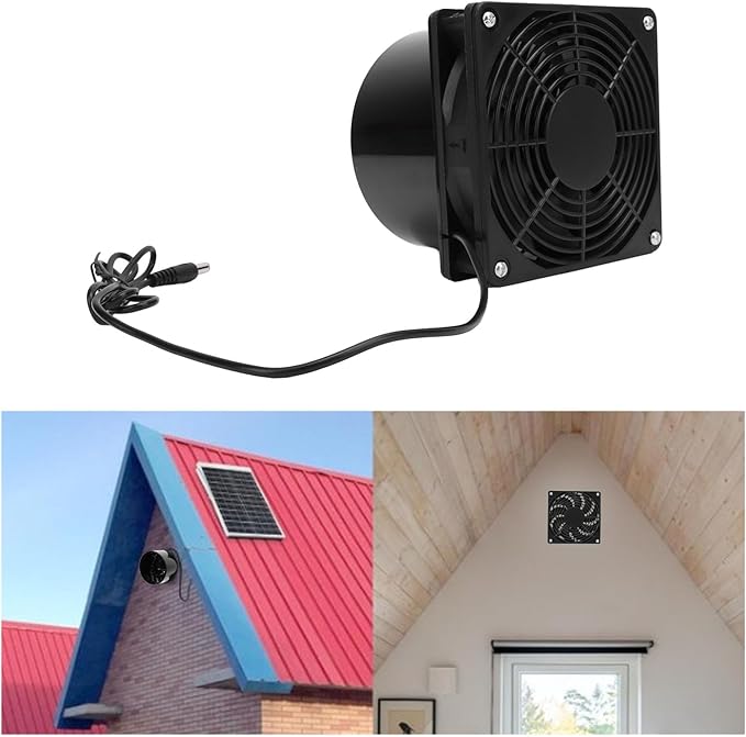 5W Solar Powered Flange Exhaust Fan, Solar Panel Fan Kit with 5V Solar Panel, IP65 Water Ventilation Fan for Greenhouse Chicken Coop Shed RV Attic Barn, Easy to Install N