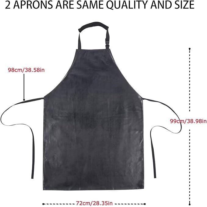 Homsolver Waterproof Rubber Vinyl Apron for Unisex Adult, Adjustable, Lightweight, Chemical Resistant Extra Long Work Apron