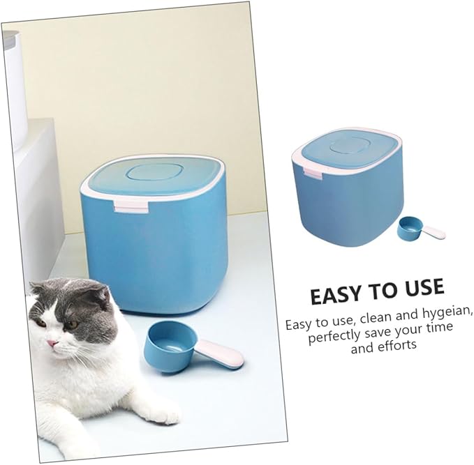 VICASKY Grain Storage Barrel Food Container Sealed Grain Holder Covered Pet Food Storage Containers Pet Food Storage Bucket Portable Dry Container for Pet Food Pet Food Bucket Pets Blue