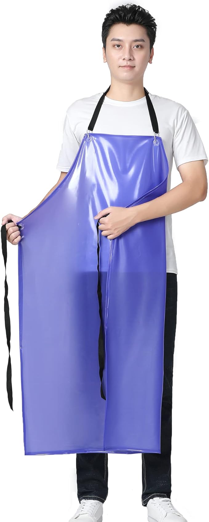 Waterproof Plastic Aprons - Chemical Resistant Work Apron,best for Kitchen, Cooking, Cleanning,Dog Bather,Dishwasher MD006-Bluethick