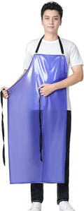 Waterproof Plastic Aprons - Chemical Resistant Work Apron,best for Kitchen, Cooking, Cleanning,Dog Bather,Dishwasher MD006-Bluethick