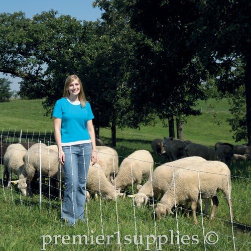Premier 1 ElectroNet® 35"H x 164'L Portable Electric Fence with Built-in Single Spike Posts | White/Black Fence for Sheep & Goats