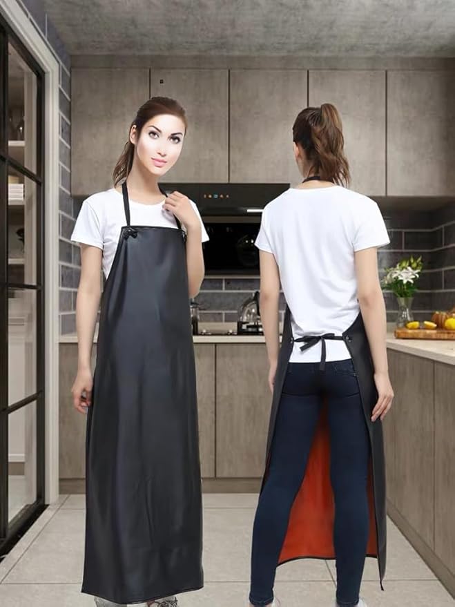 Waterproof Apron Rubber Vinyl, Heavy Duty 43" x 31" Plastic Apron Keeps You Clean and Dry When Dishwashing, Lab Work, Butcher