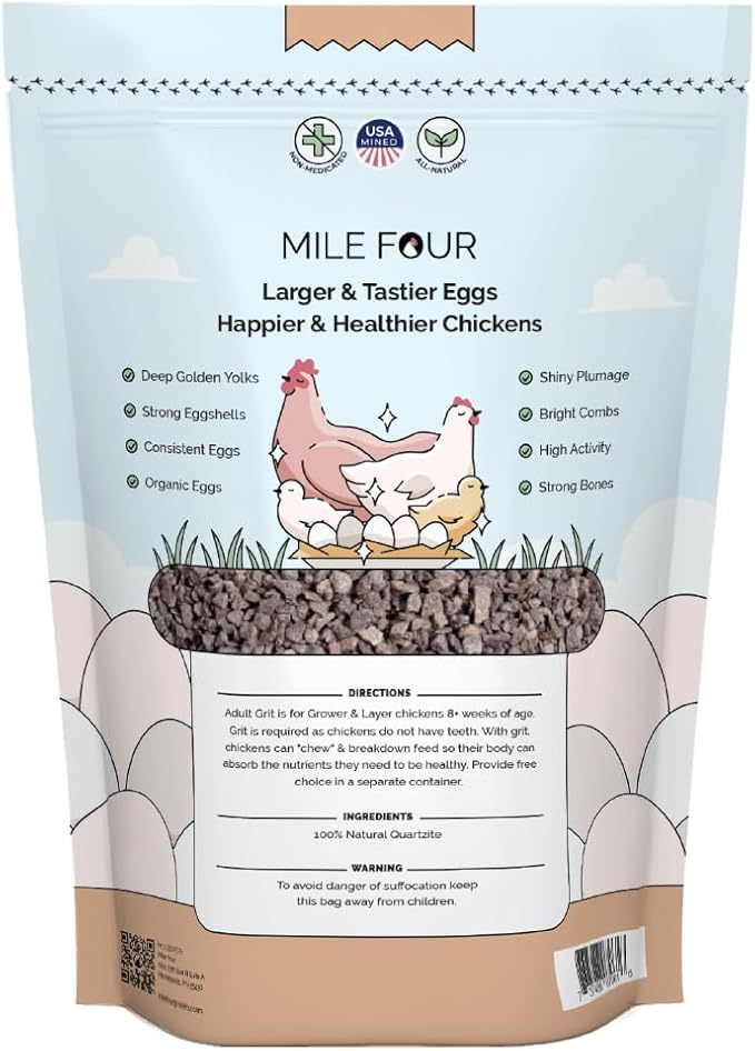 Chicken Grit & Oyster Shell Bundle – 100% Natural Mineral Grit & Limestone Calcium for Layers & Growers – Strong Eggshells, Healthy Digestion, USA Mined, 2-Pack (4 lbs. Each)