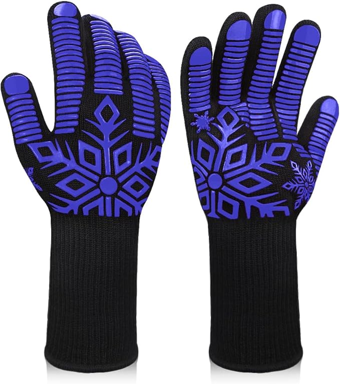 Comsmart BBQ Gloves, Heat Resistant Glove, Silicone Non-Slip Grill Gloves, Fireproof Oven Glove BBQ Grill Accessories for Grilling, Barbecue, Cooking, Baking, Blue