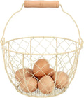 Egg Basket With Handle,Wire Egg Basket for Gathering Fresh Eggs, Round Egg Collecting Basket for Farm,Vintage Style Chicken and Duck Eggs Basket Egg Countertop Storage Container Holder ﻿(White)