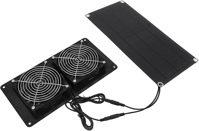 Solar Exhaust Fan, 10w Dual Fans Design Solar Ventilation Fan, Solar Powered Fan for Greenhouse Shed Barn Chicken Coop Pet House Cooling