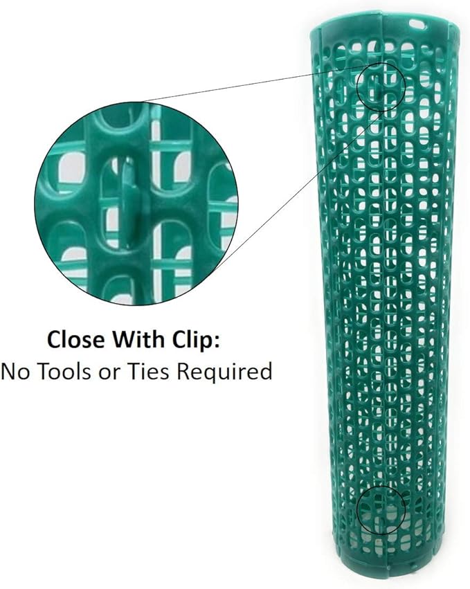 15" Tree Trunk Protectors, Stackable Spiral Tree Guards, Adjustable Width Bark Protection from Weed Eaters, Deer & Rodents, Tall Sapling & Vineyard Vine Protectors, Durable Plastic (6, Green)