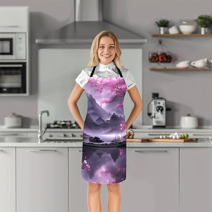 jejeloiu Cartoon Cats Apron for Women Men 26"x31"