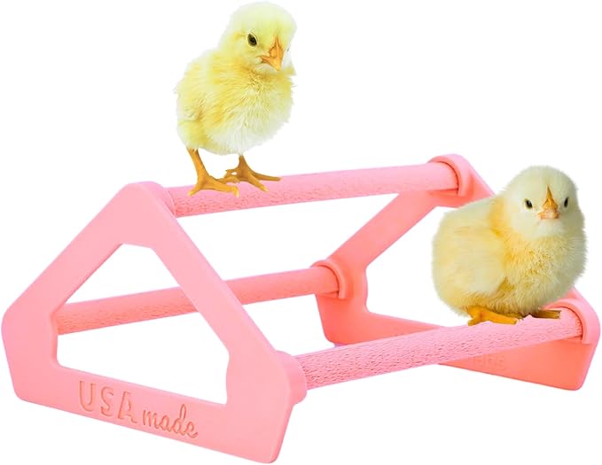 Roosting Perch for Baby Chickens, Chick Brooder Coop Training Toy Accessory, Easy Click Together Assembly, Durable Plastic, Mix and Match Colors, USA Made (Pink, 1 Pack)