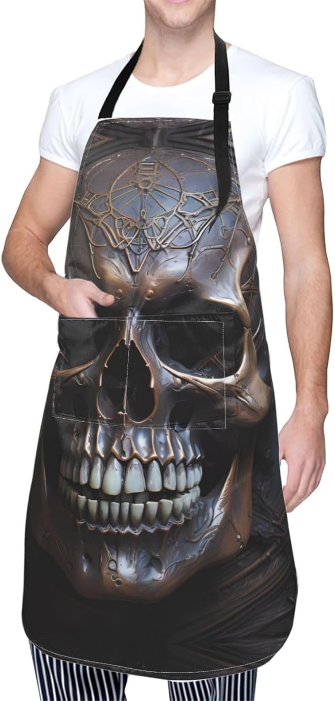 Dogs and Roses Heavy Duty Waterproof Apron with Pockets for AdultsResistant Grilling, Gardening, Painting
