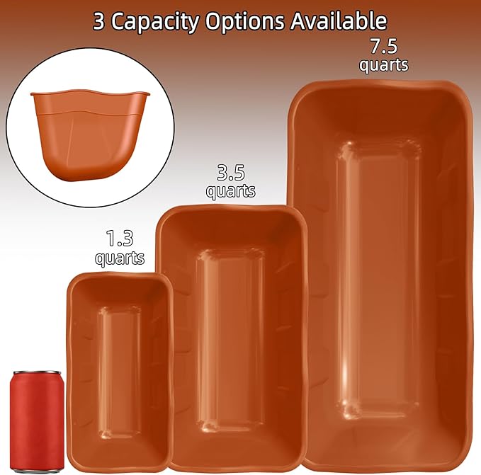 Hanging Chicken Feeders,Duck Feeder Waterer,Small Feed Trough 1.3 Quart 3 Pack,Hanging Fence Feed Trough for Poultry,Terracotta