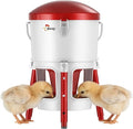 Chick Feeder with Adjustable Height,No Spill,Metal Poultry Feeder for Chicks 0-8 Weeks,30oz/2L Capacity,Tripod Stable Ground Feeder,3 Anti-Bully Ports,Easy Clean,Tool-Free Assembly