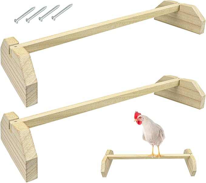 2pcs Wooden Chicken Perch Roosting Bar Chick Jungle Gym Perch Stand for Large Bird Baby Chicks Parots