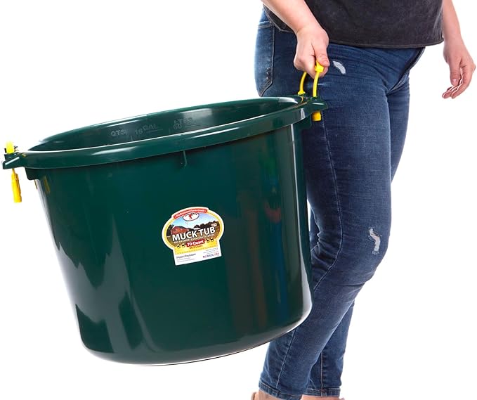 Little Giant® Plastic Muck Tub | Durable & Versatile Utility Bucket with Handles | Muck Bucket | Durable Handles | 70 Quart | Green