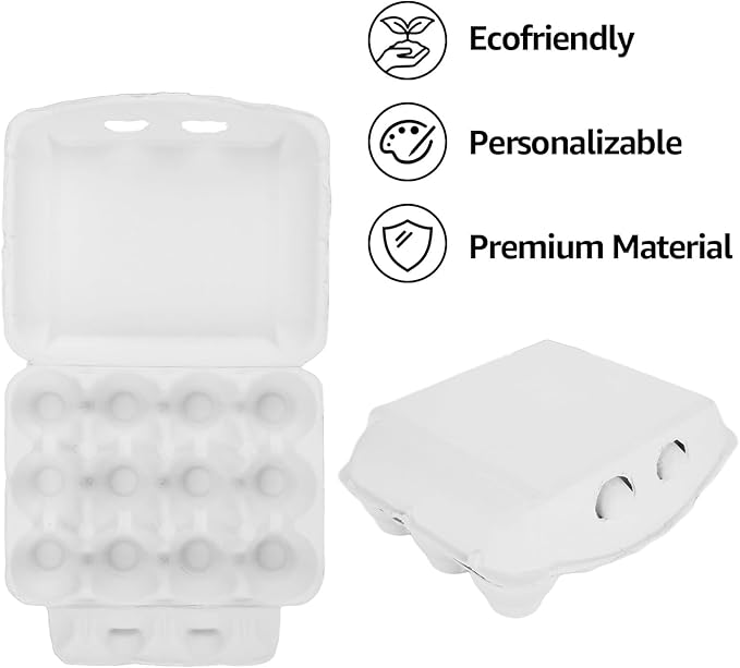 30 Pack Egg Cartons 12 Count, 3x4 Egg Cartons Cheap Bulk Holds Up to 12 Eggs, Sturdy Design Made from Recycled Cardboard