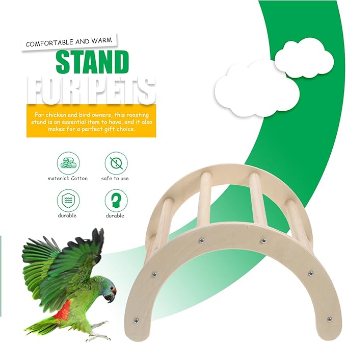 Chicken Perch Chick Stand Toys Roosting Bar Natural Wood Jungle Gym Toys Stand Ladder Climbing Ramp for Bird Parrot Hens Small Animals