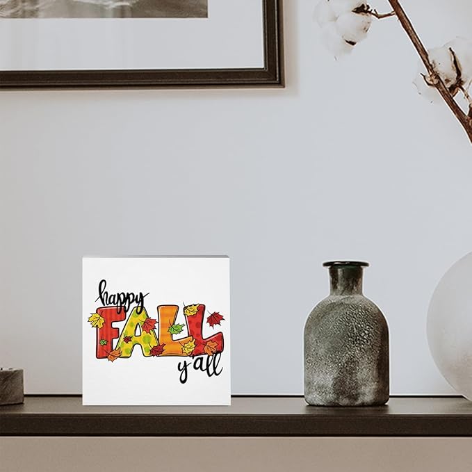 Fall Decorations for Home Farmhouse Office Bedroom Living Room, Fall Maple Leaves Sign, Autumn Decor Wood 2401