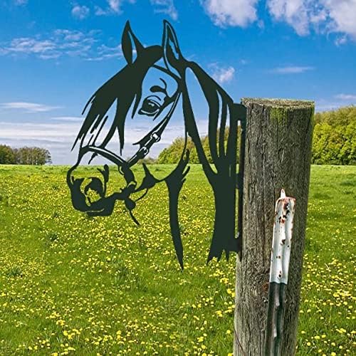 Farm Peeping Horse Metal Art Outdoor Decor Garden Fence Decoration, Farmhouse Backyard Hang Artwork Wall Decor, Outdoor Yard Patio Lawn Statue Gift for Loved Dad Grandpa (Horse)