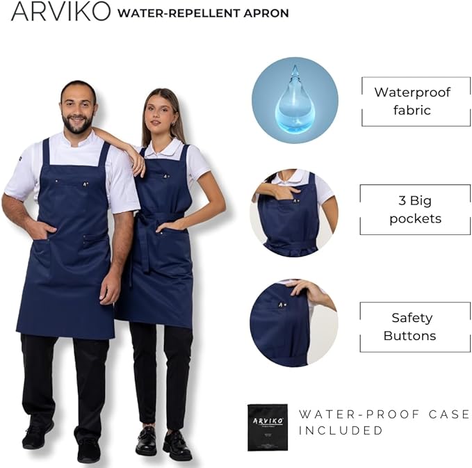 Aquasafe Water-Repellent Cross-Back Bib Apron - Unisex One Size