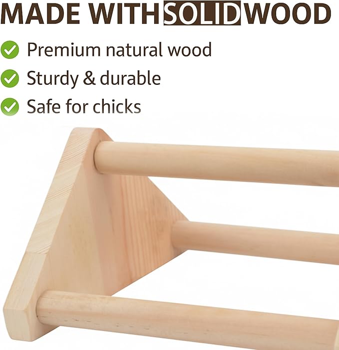 Chick Perch – Sturdy Wooden Roosting Bar for Coop & Brooder, Training Perch for Chicks, Easy to Assemble & Clean, Fun Activity Toy for Poultry (Triangle)