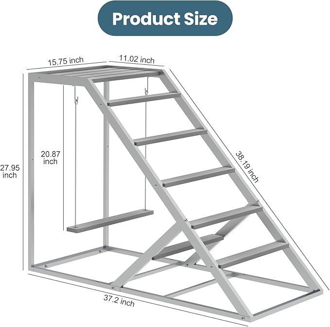 Chicken Coop, Chicken Perches with Swing, Chicken Roosting Bars, Chicken Activity Play Toys, Wooden Chicken Ladder for Pet's Healthy & Happy, Suitable for Backyard Farm