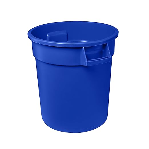 Feed and Seed Storage Container, 20 Gallon Blue Round Commercial Trash Can/Ingredient Bin, Food Storage Plastic Bin, Use in Agricultural, Gardening, or Household