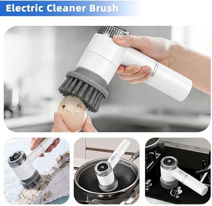 Layver Electric Egg Cleaner Brush Rechargeable Powerful Egg Washer for Fresh Eggs & Vegetable Brush with Battery Level Display,3 Speed Settings + 5 Replaceable Heads,Waterproof Design (White)