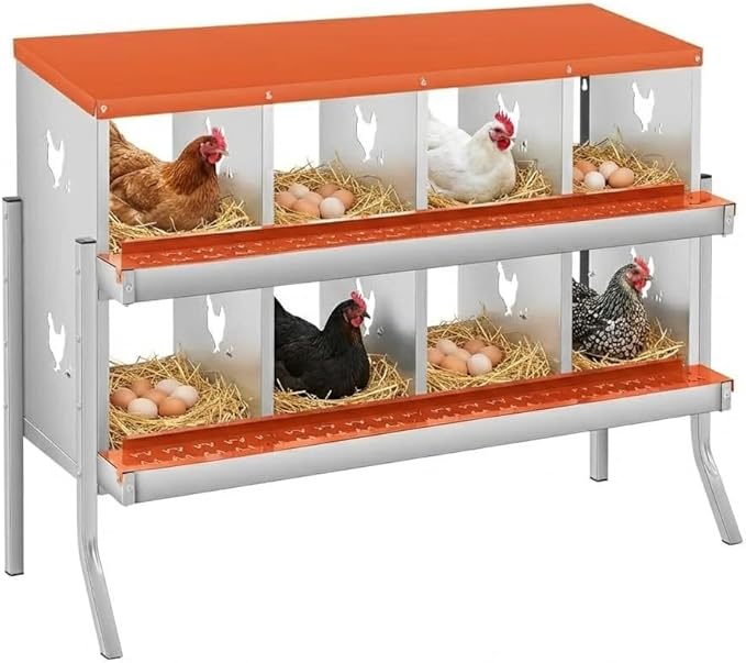8 Compartment Chicken Nesting Box with Bracket Legs, Nesting Boxes for Chickens, Chicken Laying Boxes to Protect Eggs, Easy to Clean & Install