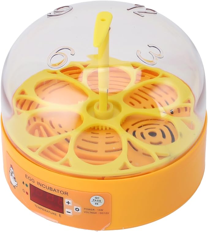 6 Egg Incubator Automatic Temperature Humidity Control Poultry Hatcher Egg Hatching Machine for Chicken Duck Quail Eggs with Visual Window Compact Design (US Plug 110‑220V)