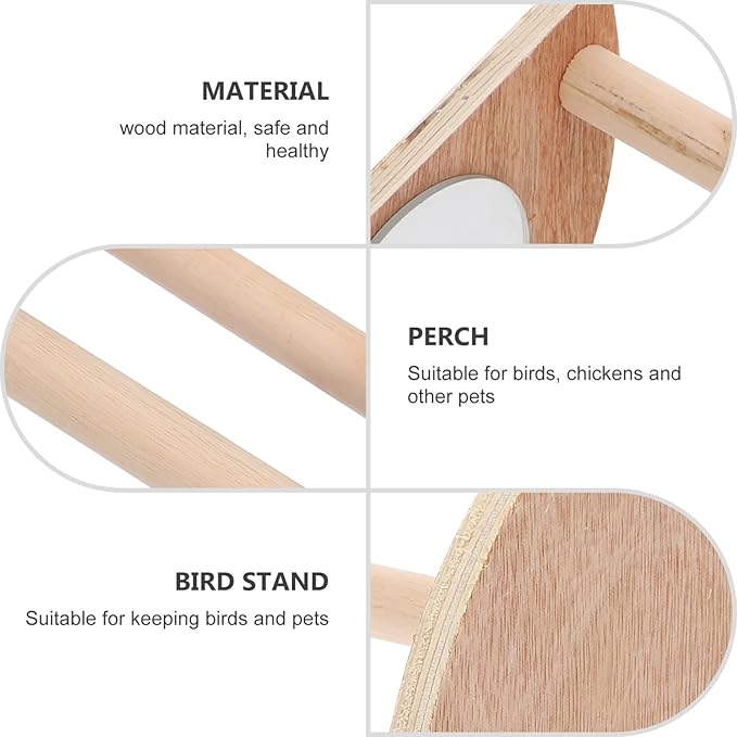 POPETPOP Wood Chicken Perch with Mirror Roosting Bar Training Perch Standing Stick Rack Fun Toys for Coop and Brooder Bird Hens Parrots Macaw