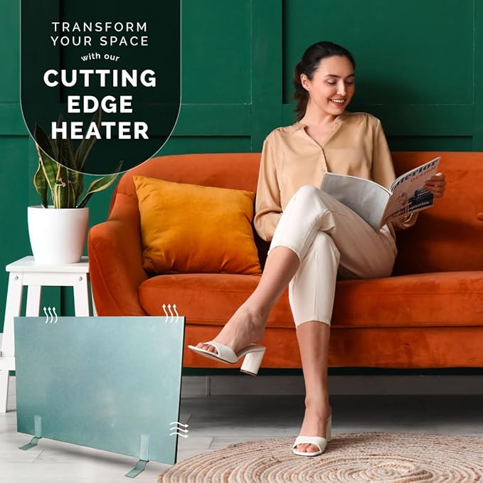 Cozy Products Cozy Legs Flat Panel Heater, Slim Low-Wattage Wall or Desk Mount Space Heater, Radiant Heating Technology, Energy-Efficient, 1-inch Thin, 150 Watts