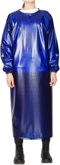 Extended Industrial Apron Double-sided Waterproof and Greaseproof Overalls Home Kitchen Apron Back Tie Design Unisex Oxford Coverall Wide Elasticated Tight Cuffs ( Color : Blue , Size : 135x130cm/53.1
