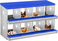 Chicken Nesting Box for Laying Eggs, 6 Compartment Metal Nesting Box,Wall Mount Chicken Nesting Boxes,Easy Egg Collection,Laying Boxes for Chickens Coop to Protect Eggs (Blue, 8 Compartment)